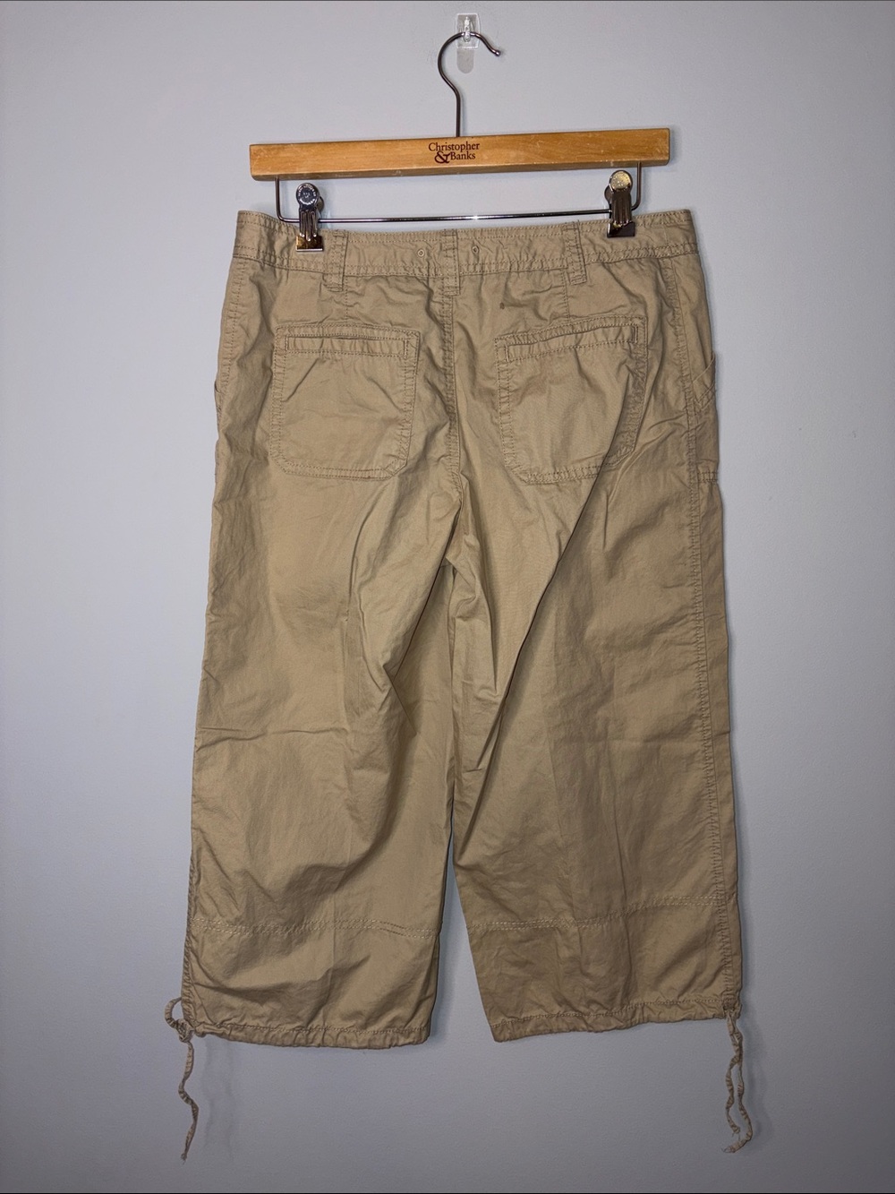 Merona Tan Drawstring Hem Capri Pants Size 6 - Picture 7 of 9